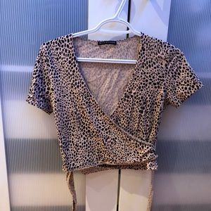 Brandy Melville Cheetah Wrap Top